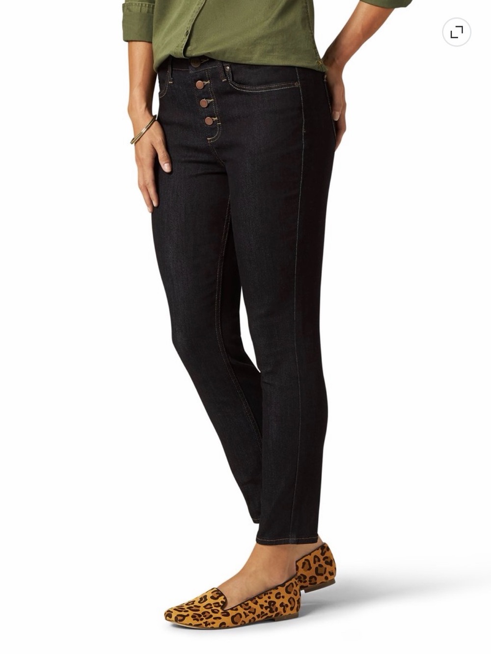 Lee Women’s Dark Blue Skinny High-Rise Jeans with Button-Fly